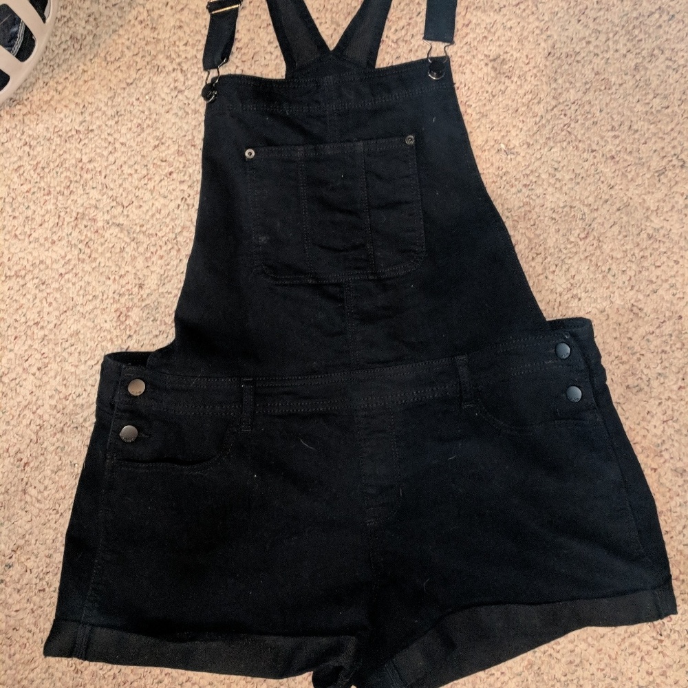 Black overall shorts